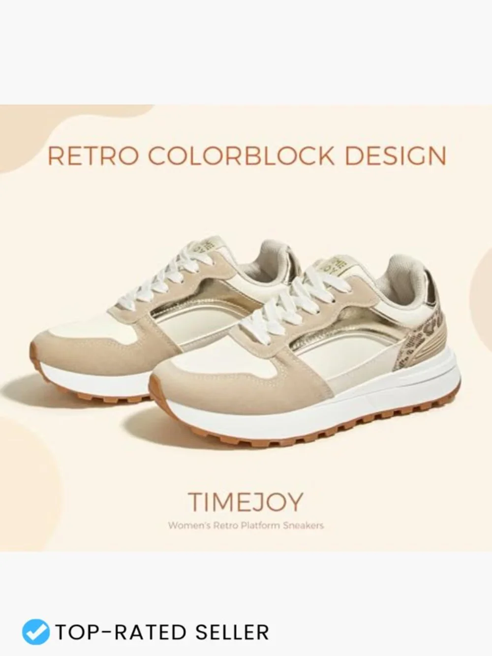 Retro Chic Lace-Up Platform Sneakers Colorblock Comfy Walking Women's Shoes